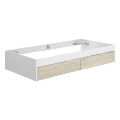 Generic Structure de lit - LAGO - 2 tiroirs - 90 x 190 cm - Blanc / Chene* Lit Simple
