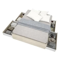 Structure de lit - LAGO - 140 x 190 cm - 4 tiroirs - Chene><noscript><img width=