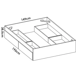 Structure de lit - LAGO - 140 x 190 cm - 4 tiroirs - Chene><noscript><img width=