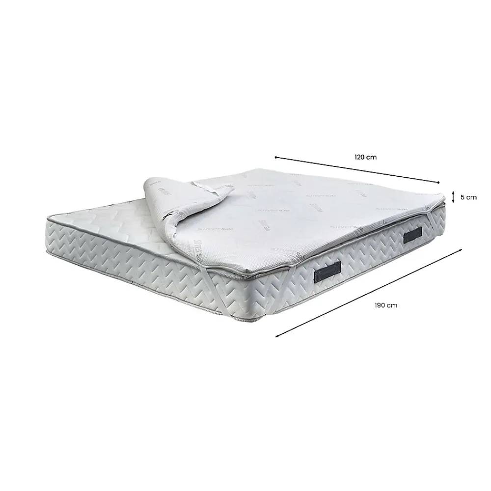 Talamo Italia Surmatelas carré et demi Dlovri, Surmatelas pour améliorer la posture, Surmatelas en mousse à mémoire de forme, 120x190xh5 cm* Surmatelas
