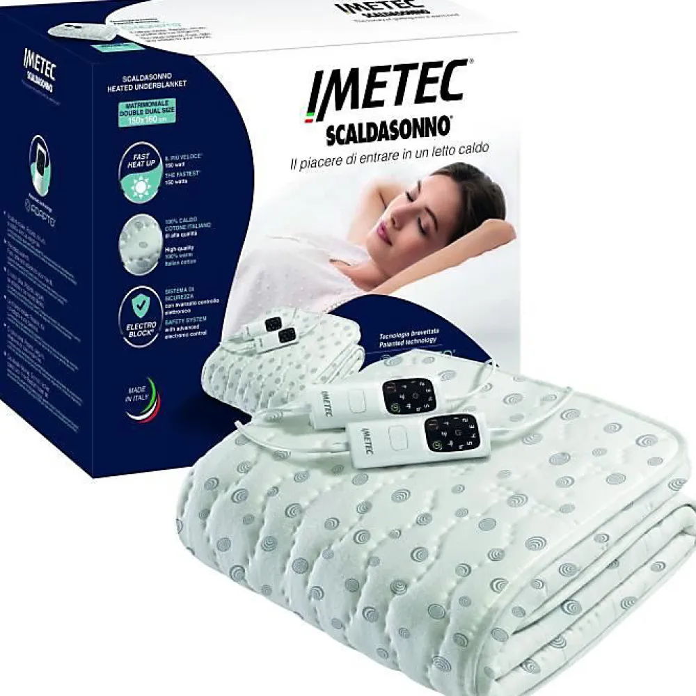 Surmatelas Chauffant - - 2 Places Adapto, 150x160 cm - 6 Températures Chauffage Rapide - 100 Coton - Température Constante>Imetec Sale