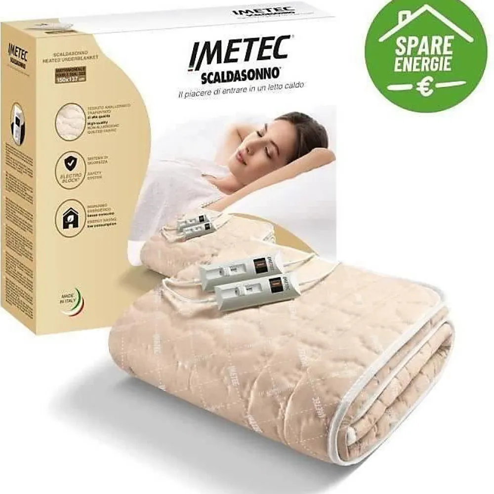 Surmatelas Chauffant - - Chauffe-lit Pour Lit Double 150 x 137 cm - 2 Commandes avec 2 Températures - Lavable>Imetec