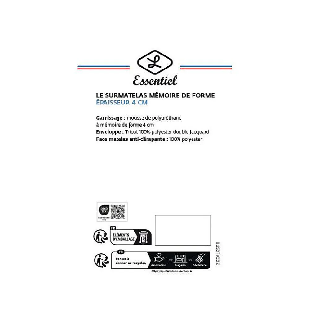 Lestra Surmatelas Softyne à mémoire de forme 80 x 200 cm* Surmatelas