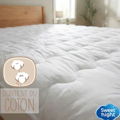 Surmatelas Moelleux 90x200 cm - Protege Matelas Impermeable - Housse Coton - 4 Coins Elastiques - Traitement Anti-Acarien>Sweetnight Discount