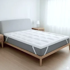 The White Stone Surmatelas Simple Protège-Matelas Matelassé avec Garnissage 800 g/m² avec Sangles Élastiques d'Angle 90x200* Surmatelas