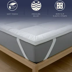 The White Stone Surmatelas Simple Protège-Matelas Matelassé avec Garnissage 800 g/m² avec Sangles Élastiques d'Angle 90x200* Surmatelas