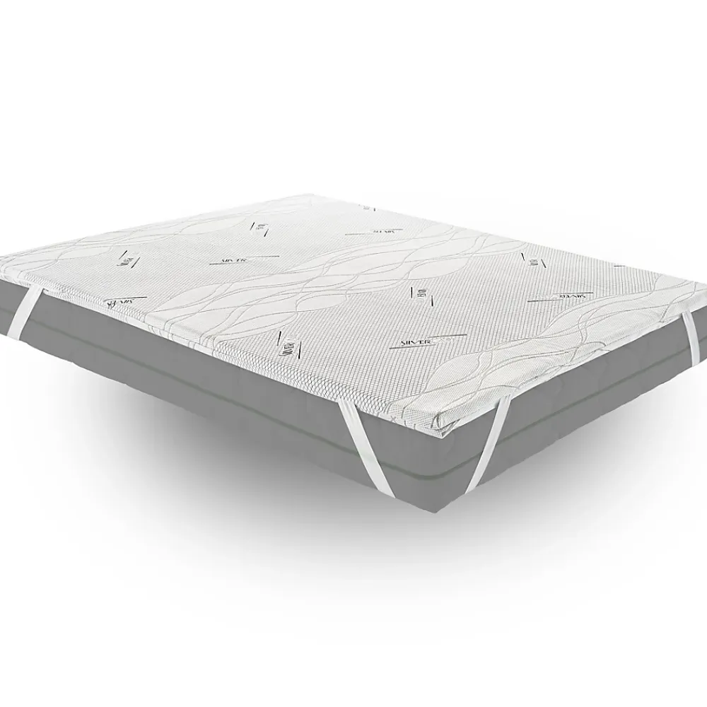 Materassiedoghe Sur-matelas 140x190 - Mousse à Mémoire De Forme - Epaisseur 5 cm - Revêtement Amovible Silver Fresh* Surmatelas