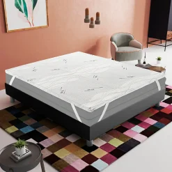 Sur-matelas 90x190 - Mousse à Mémoire De Forme - Epaisseur 5 cm - Revêtement Amovible Silver Fresh>Materassiedoghe New