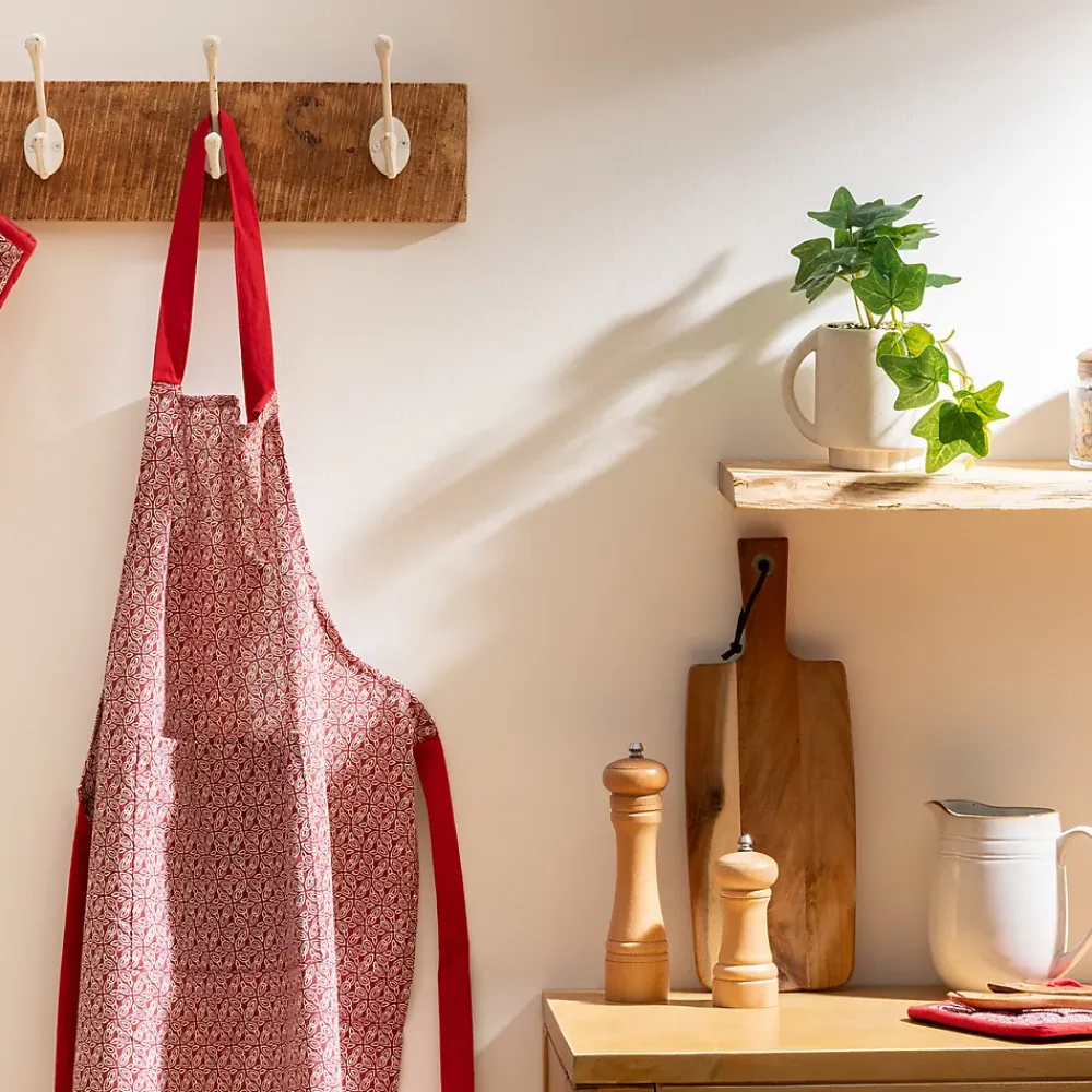 Atmosphera Créateur D'Intérieur Tablier imprimé Olia - rouge - coton 60x80 cm - Atmosphera* Boutis, Couvre-Lit, Édredon