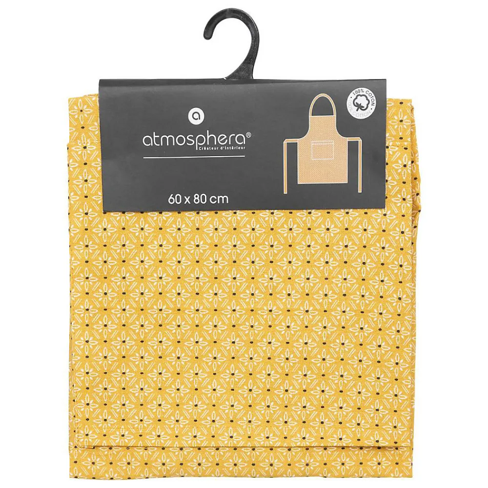 Tablier imprimé Paty - jaune ocre - coton 60x80 cm - Atmosphera>Atmosphera Créateur D'Intérieur