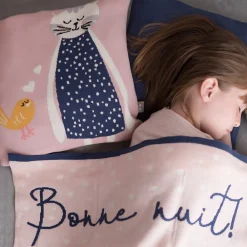 Taie de coussin en tricot de coton Chat><noscript><img width=