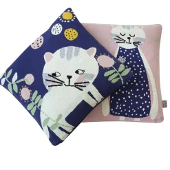 Taie de coussin en tricot de coton Chaton><noscript><img width=