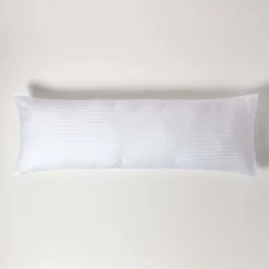 Homescapes Taie de traversin blanc satin rayé en coton égyptien 330 fils, 50x140 cm -* Taie D'Oreiller