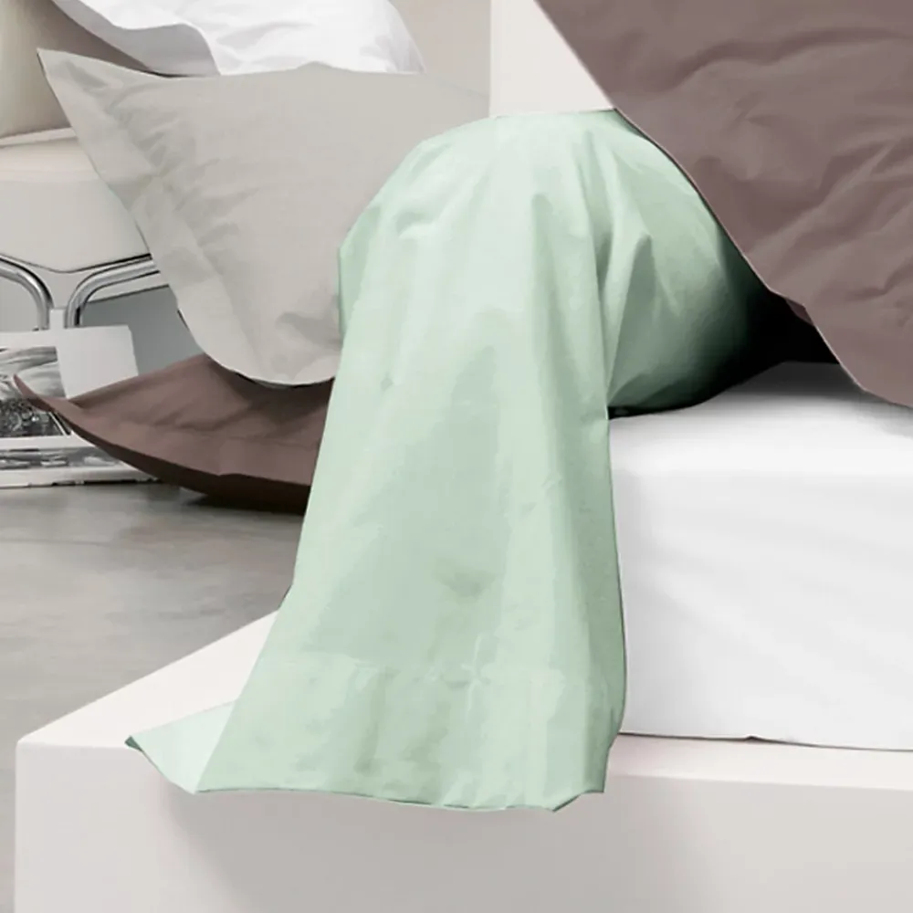 Linnea Taie de traversin uni 140x43 cm coton ALTO vert fleur d'amandier* Taie D'Oreiller