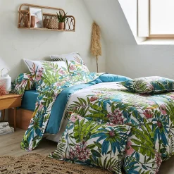 Taie de traversin 240x43 cm coton SUMATRA bleu Paon>Linnea