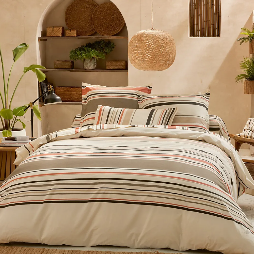 Taie de traversin 140x43 cm coton HUGO beige/corail>Linnea Sale