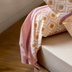 Taie de traversin 200x43 cm coton INOUK rose/beige><noscript><img width=