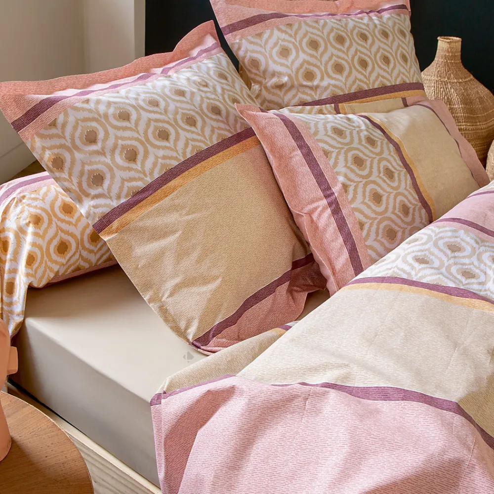 Taie de traversin 200x43 cm coton INOUK rose/beige>Linnea Best