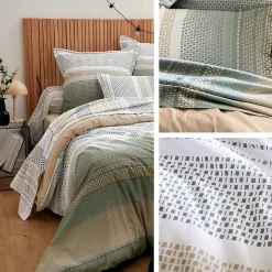 Taie de traversin 200x43 cm coton NIAGARA vert Kaki><noscript><img width=