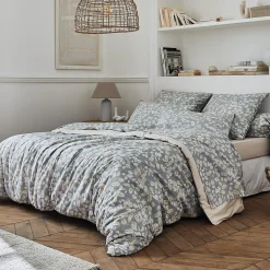 Taie de traversin 140x43 cm en percale coton LISON gris>Linnea Online