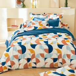 Taie de traversin 140x43 cm percale de coton MODULO bleu cobalt>Linnea Hot
