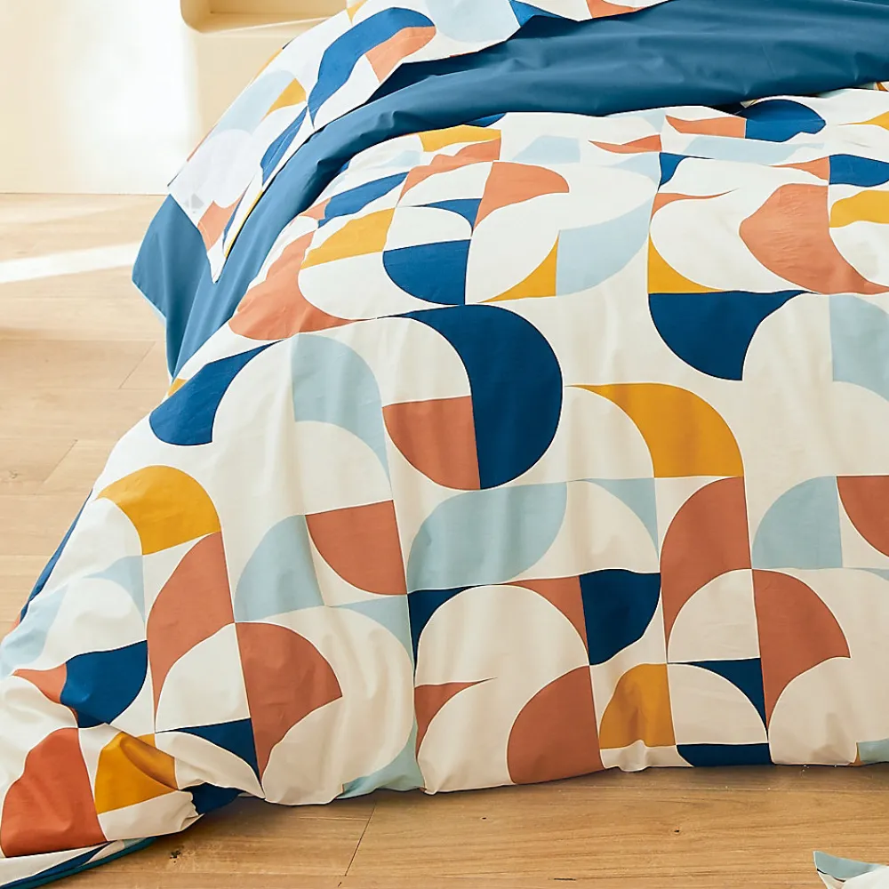 Taie de traversin 140x43 cm percale de coton MODULO bleu cobalt>Linnea Hot