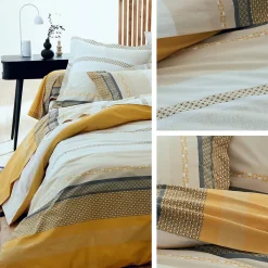 Taie de traversin 200x43 cm percale coton MARLOW Miel><noscript><img width=