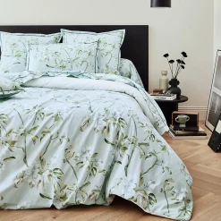 Taie de traversin 200x43 cm percale coton ELÉNA vert Nil>Linnea Best