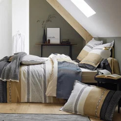 Taie de traversin 140x43 cm percale coton MARLOW acier>Linnea