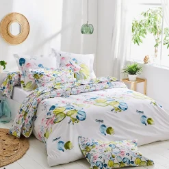 Linnea Taie de traversin 140x43 cm percale coton NENUPHAR aqua* Taie D'Oreiller