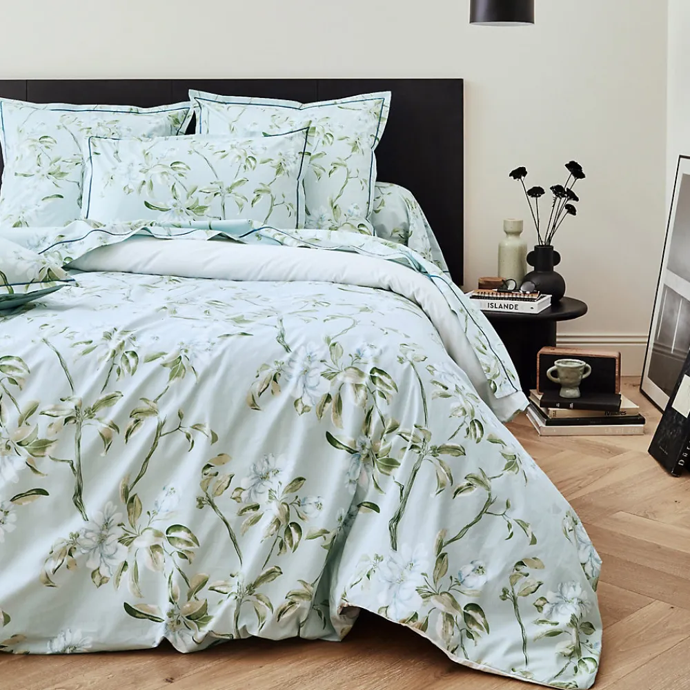 Taie de traversin 140x43 cm percale coton ELÉNA vert Nil>Linnea Discount
