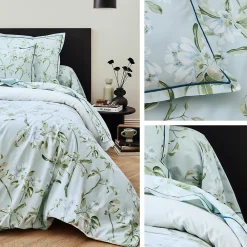 Taie de traversin 140x43 cm percale coton ELÉNA vert Nil><noscript><img width=