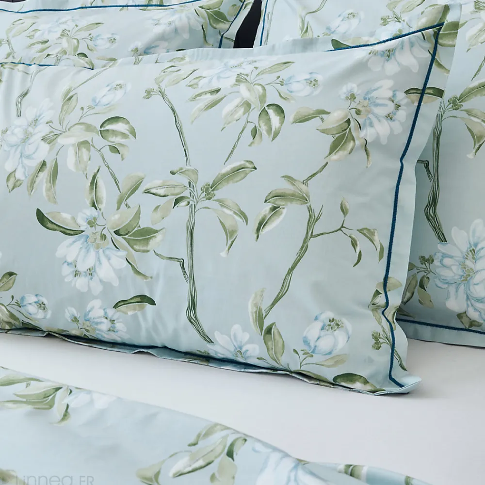 Taie de traversin 140x43 cm percale coton ELÉNA vert Nil>Linnea Discount