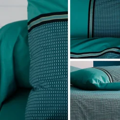 Taie de traversin 240x43 cm percale de coton GUSTAV vert Emeraude><noscript><img width=