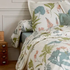 Taie de traversin 140x43 cm percale 100 % coton FÉÉRIE Blanc sauge><noscript><img width=
