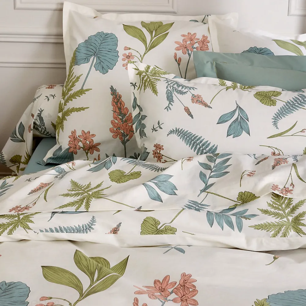 Taie de traversin 140x43 cm percale 100 % coton FÉÉRIE Blanc sauge>Linnea New