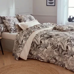 Taie de traversin 140x43 cm percale de coton ALBA beige/noir>Linnea Clearance