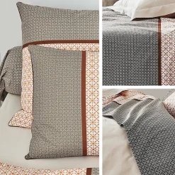 Taie de traversin 200x43 cm percale coton longues fibres GABIN marron><noscript><img width=