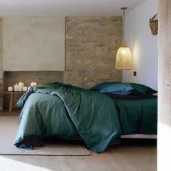 Taie de traversin 43x190 cm percale de coton MANOIR vert Canard>Linnea Online