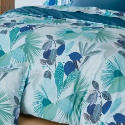 Taie de traversin 140x43 cm percale de coton MOOREA PACIFIC bleu/vert><noscript><img width=