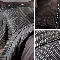 Taie de traversin 200x43 cm satin de coton ENZO noir><noscript><img width=