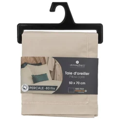 Atmosphera Créateur D'Intérieur Taie d'oreiller - coton - beige lin - 50x70 cm - Atmosphera* Boutis, Couvre-Lit, Édredon