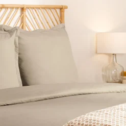 Taie d'oreiller - coton - beige lin - 63x63 cm - Atmosphera><noscript><img width=