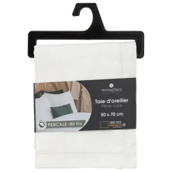 Taie d'oreiller - coton - blanc - 50x70 cm - Atmosphera><noscript><img width=