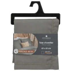 Atmosphera Créateur D'Intérieur Taie d'oreiller - coton - gris - 63x63 cm - Atmosphera* Boutis, Couvre-Lit, Édredon