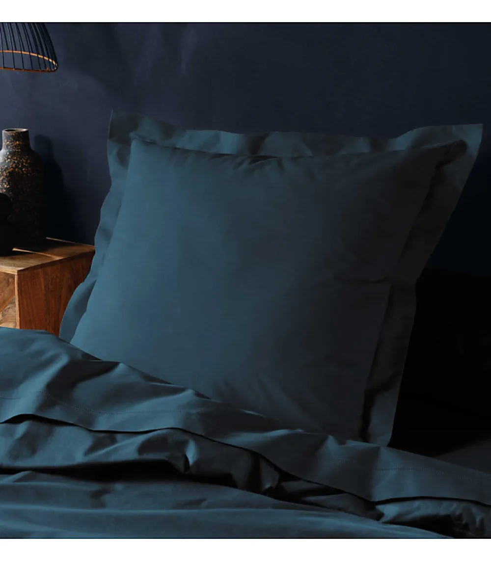 Taie d'oreiller 57 fils bleu nuit 63x63cm - 63x63cm - Bleu pétrole>Douceur D'Intérieur Sale