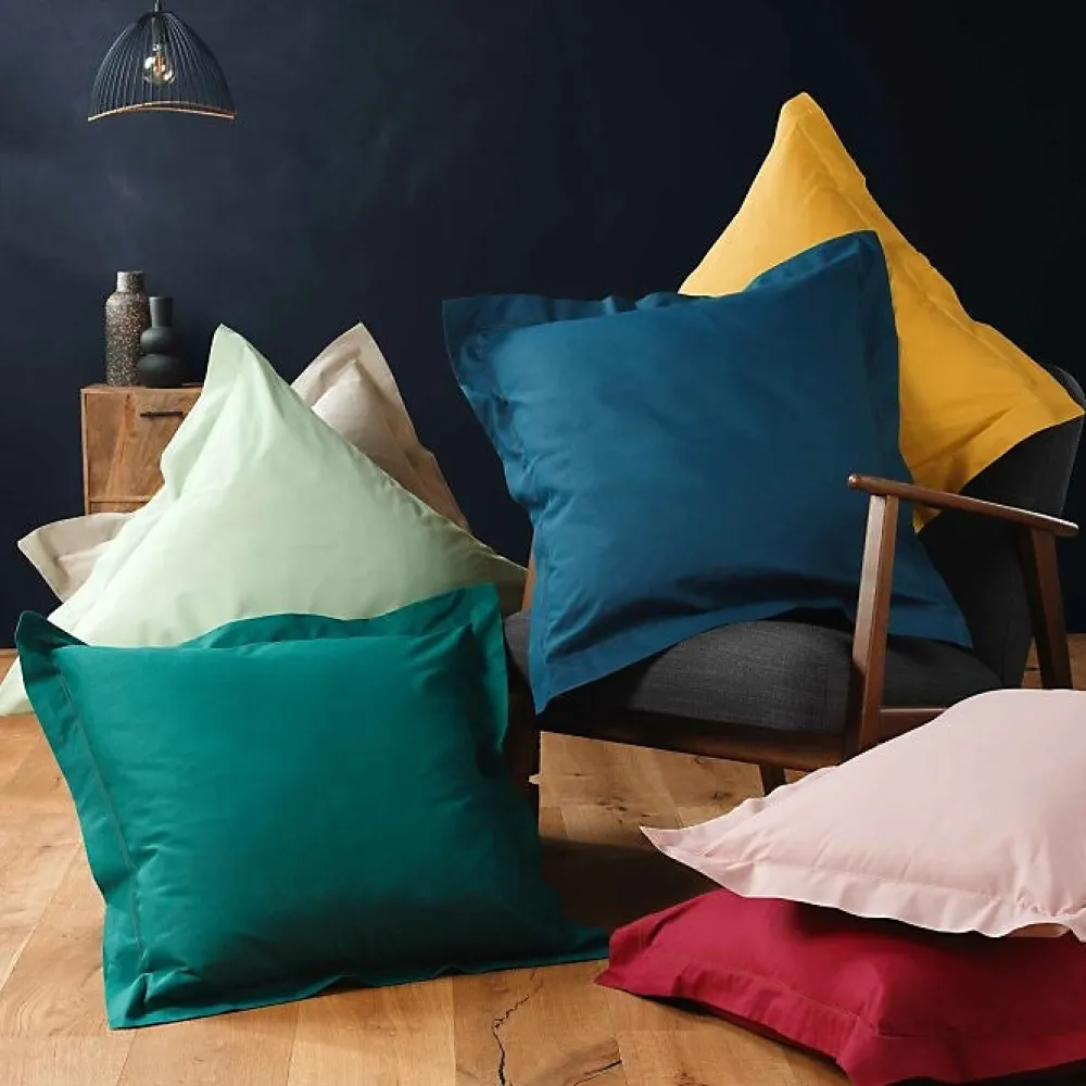Taie d'oreiller 57 fils bleu nuit 63x63cm - 63x63cm - Bleu pétrole>Douceur D'Intérieur Sale