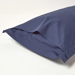 Taie d'oreiller à  volants bleu marine 100% coton égyptien 200 fils, 50x75 cm -><noscript><img width=