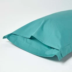 Taie d'oreiller à volants bleu canard 100% coton égyptien 200 fils, 50x75 cm -><noscript><img width=