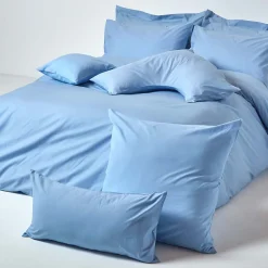 Taie d'oreiller à  volants bleu 100% coton égyptien 200 fils, 50x75 cm -><noscript><img width=